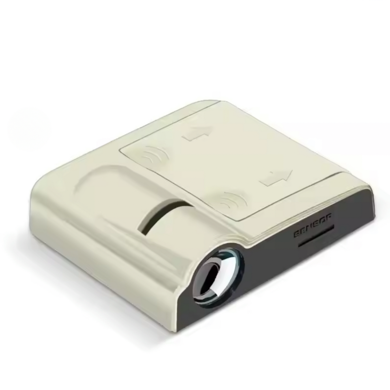 Projecteur de logo de voiture Dryyver LightDoor™ en finition beige, offrant un design élégant et moderne.