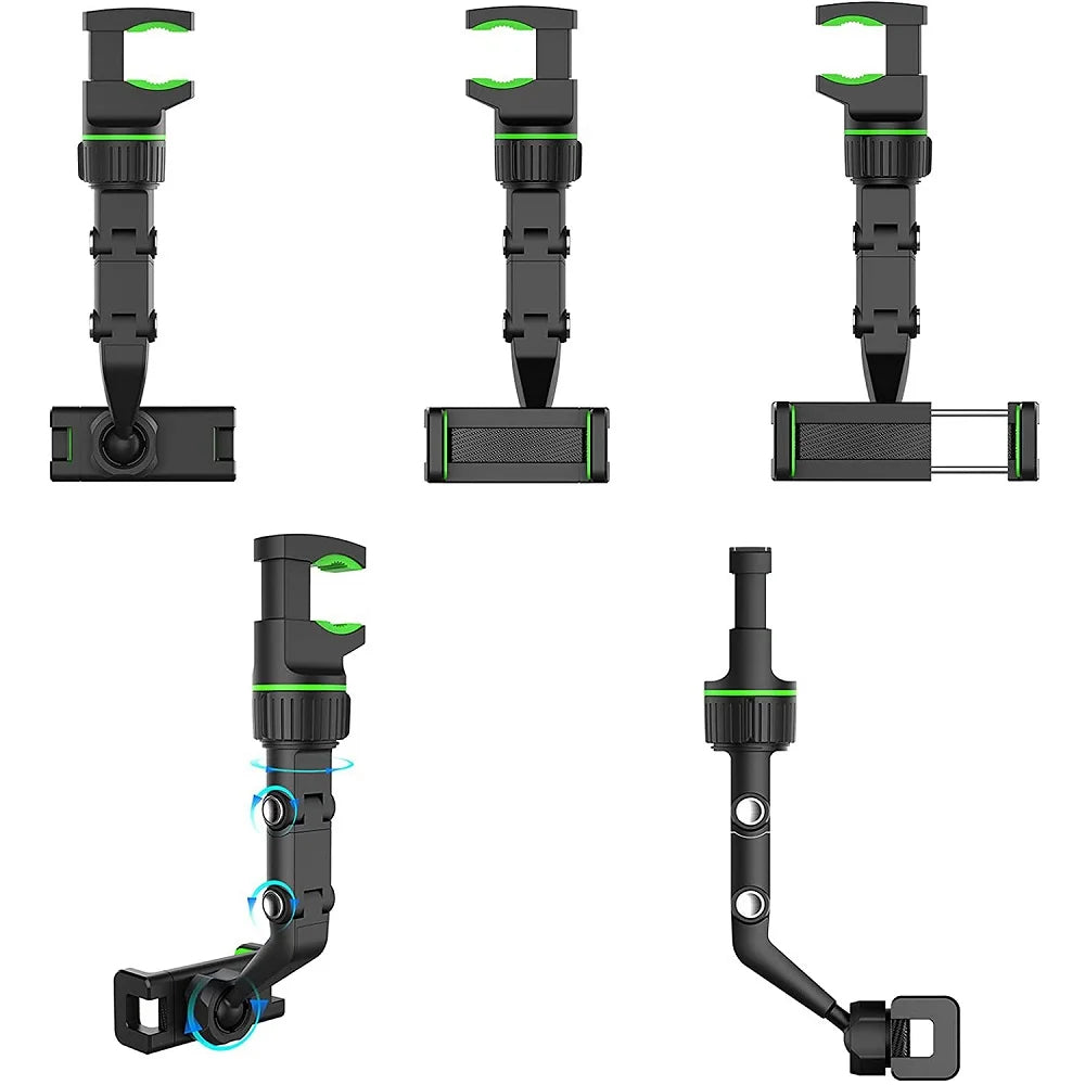 Support de telephone Dryyver MirrorClip reglable avec pince pour fixation securisee sur le retroviseur interieur.