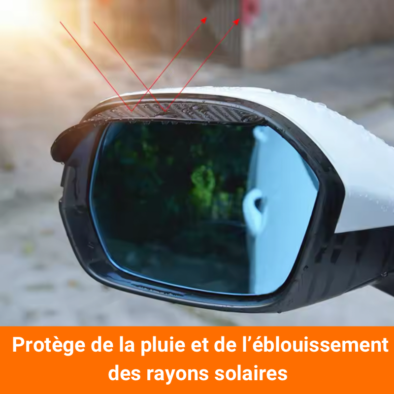 Dryyver MirrorShieldTM protégeant efficacement contre la pluie et l’éblouissement des rayons UV sur les rétroviseurs
