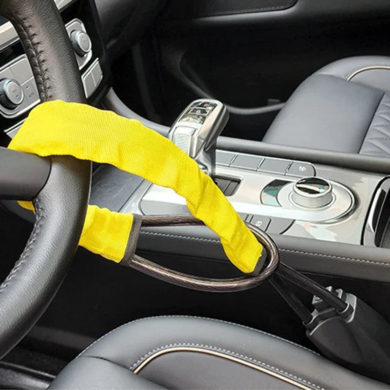 Dryyver SecureLock - Bloque volant de sécurité jaune, dispositif robuste pour une protection optimale contre le vol de voiture.