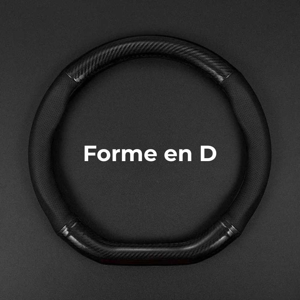 Couvre-volant sport en fibre de carbone - forme en D ergonomique pour conduite dynamique