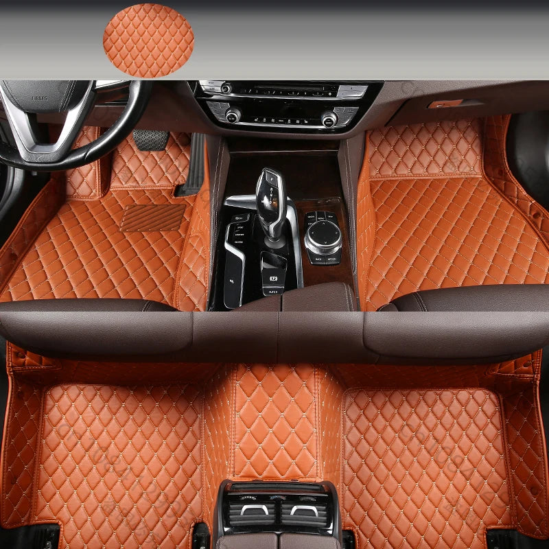 Tapis de sol intégral Dryyver PremiumFloor™ sur mesure - Couleur Orange Sienne, offrant une protection complète et facilitant le nettoyage du véhicule.