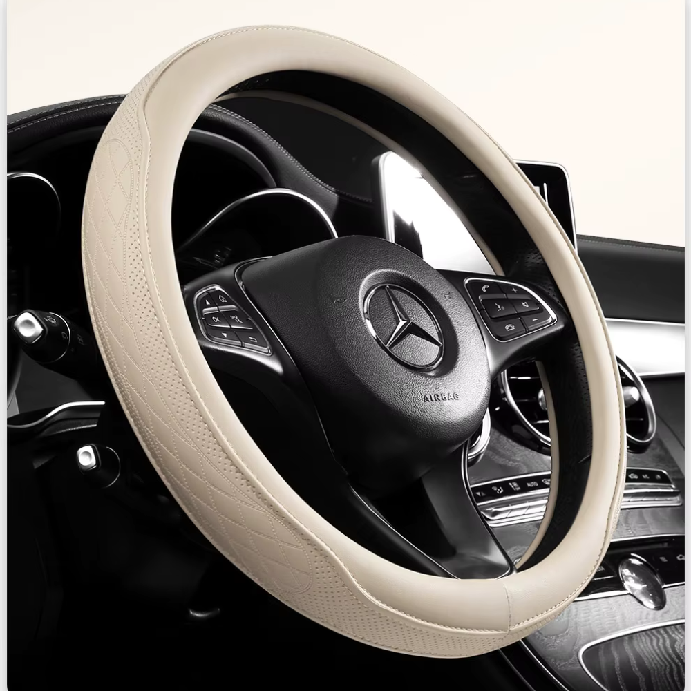 Couvre-volant Dryyver Pure Luxury crème – design élégant avec surpiqûres losange