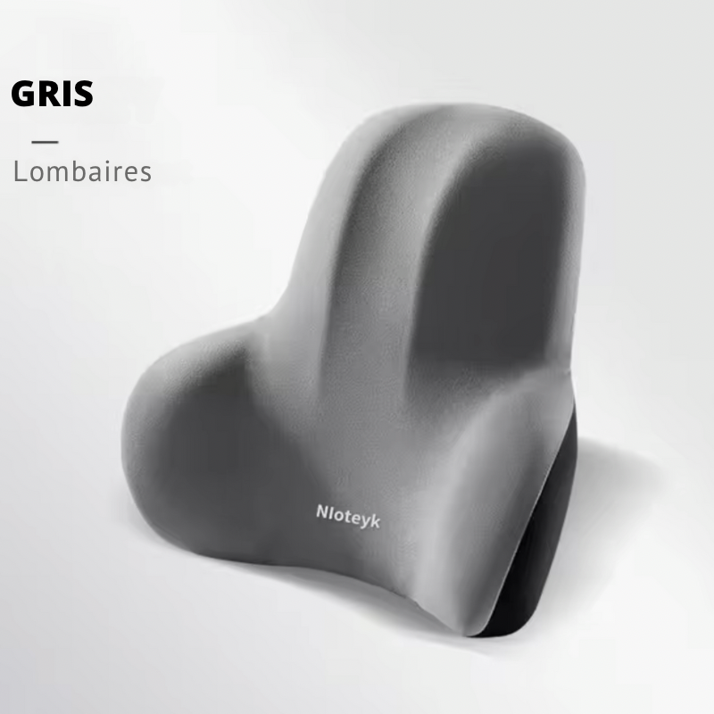 Coussin lombaire gris DryyverCosy pour voiture - soutien optimal du dos et relaxation de la colonne lombaire