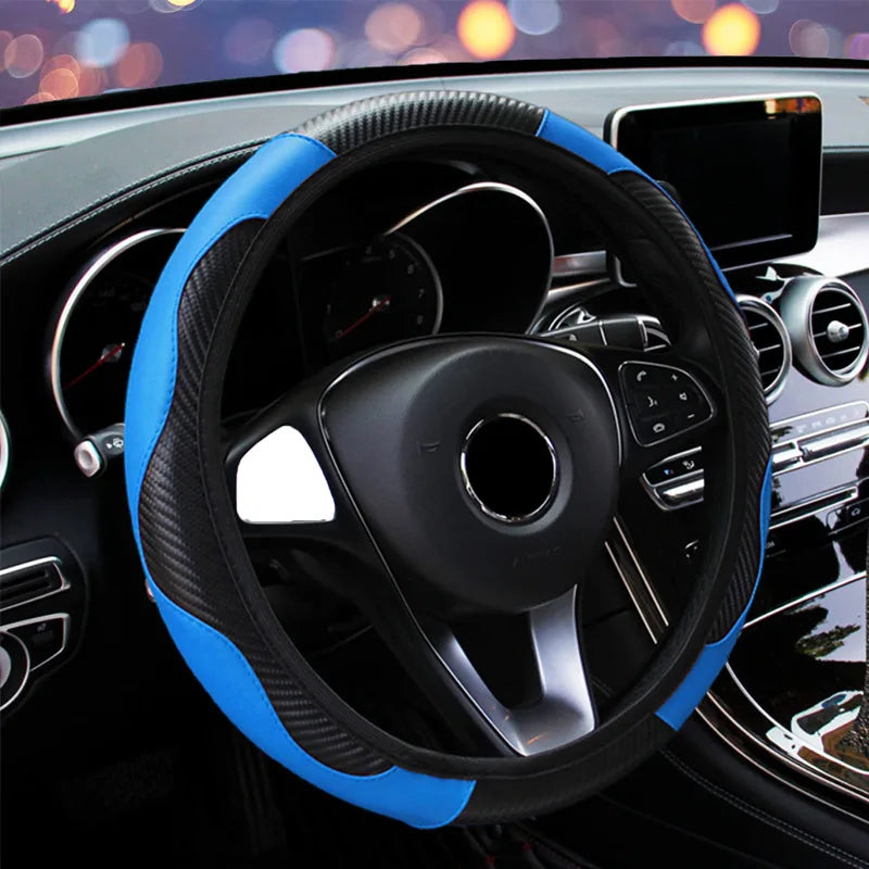 DryyverGrip™ couvre volant antidérapant en cuir bleu pour une meilleure prise en main et un style sportif.