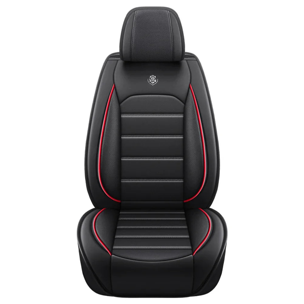 Housse de siège avant DryyverSeat™ pour voiture en couleur noir et rouge, offrant confort et style au conducteur.