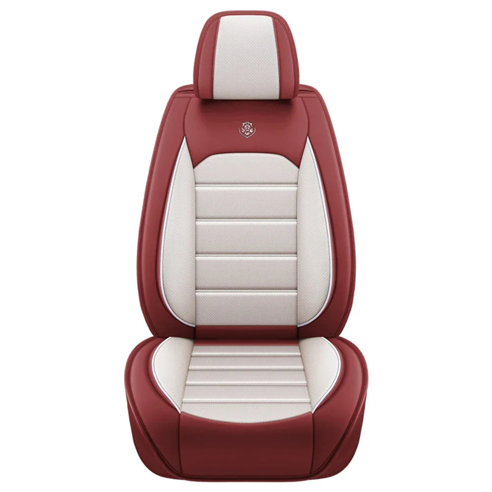 Housse de siège avant DryyverSeat™ pour voiture en couleur rouge et blanc, offrant confort et style au conducteur.