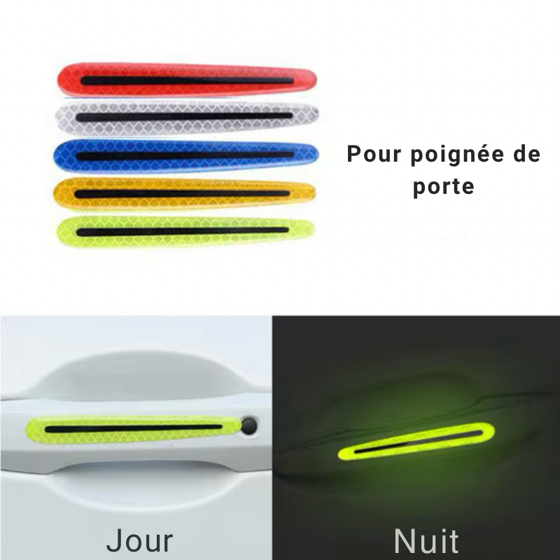 Bandes réfléchissantes DryyverShine pour poignées de portes, visibles de jour comme de nuit pour une meilleure sécurité