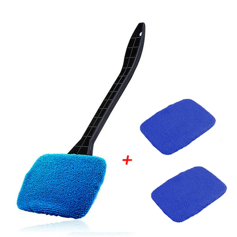 Kit tampon microfibre bleu pour nettoyage de pare-brise avec deux recharges supplémentaires bleues en microfibre