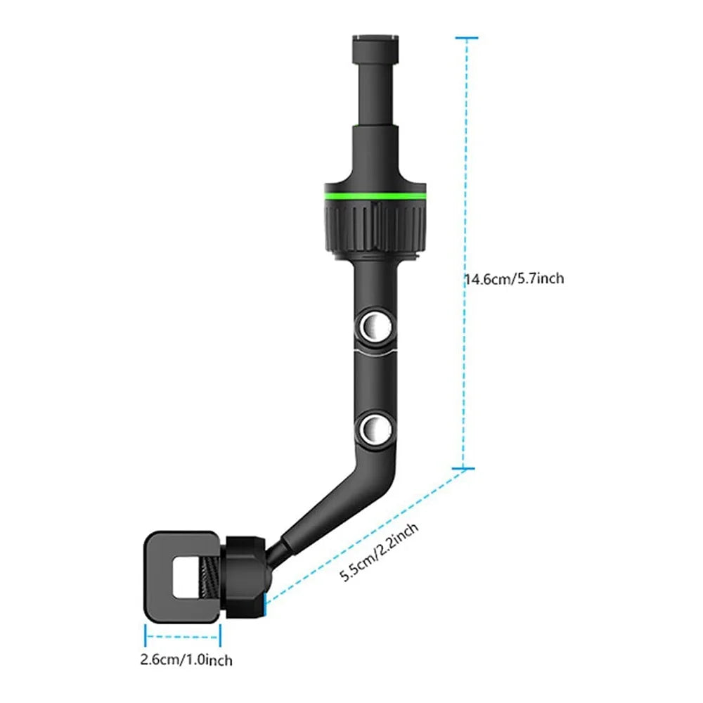 Dimensions du support de téléphone Dryyver MirrorClip pour rétroviseur intérieur, montrant les mesures précises pour une installation parfaite et sécurisée dans tout type de véhicule.