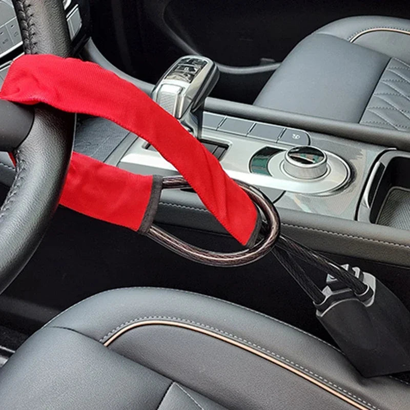 Dryyver SecureLock - Bloque volant de sécurité rouge, dispositif robuste pour une protection optimale contre le vol de voiture.