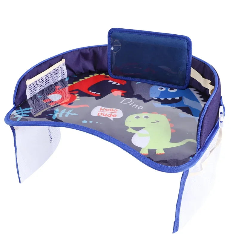 Dryyver KidsTable™ - Tablette de Voyage pour Enfants avec motif dino bleu parfaite pour divertir les enfants pendant les voyages.