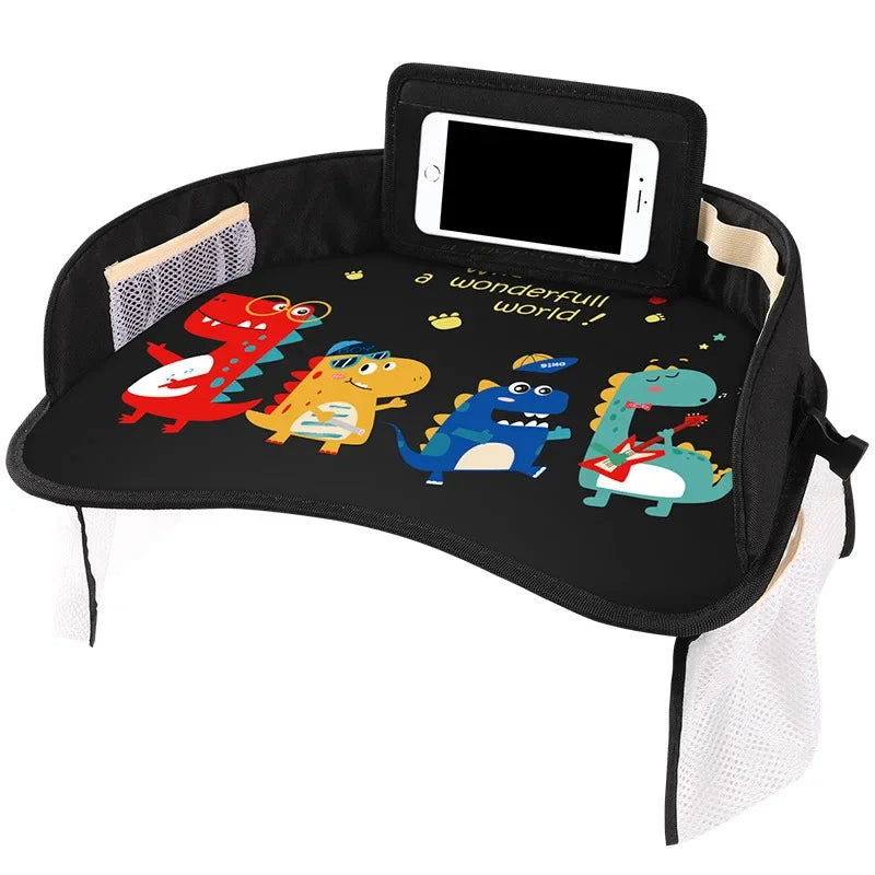 Dryyver KidsTable™ - Tablette de Voyage pour Enfants avec motif dino noir parfaite pour divertir les enfants pendant les voyages.