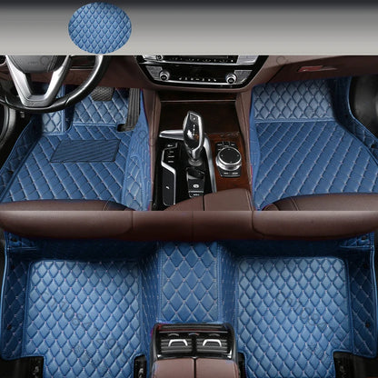 Tapis de sol intégral Dryyver PremiumFloor™ sur mesure - Couleur Bleu Saphir, offrant une protection complète et facilitant le nettoyage du véhicule.