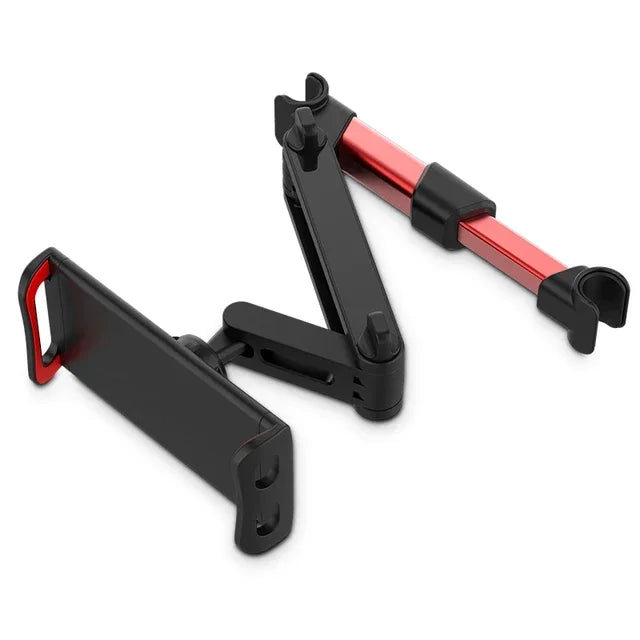 Support de téléphone et tablette pour siège arrière, déplié, version rouge, Dryyver SeatClip™.