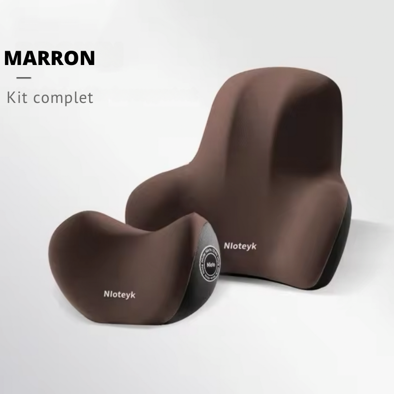 Kit complet DryyverCosy coussins lombaire et nuque pour voiture - ensemble marron pour un confort maximal en conduite