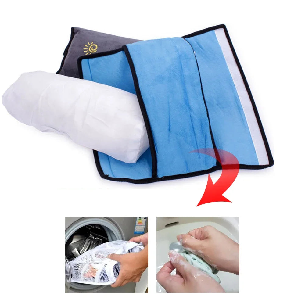 Coussin de ceinture de sécurité DryyverDream™ en bleu, avec un design démontable et facilement lavable pour une hygiène assurée.