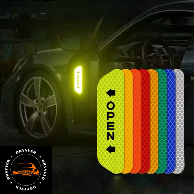 Autocollants lumineux DryyverReflect multicolores pour portes de voiture - Améliorez la sécurité nocturne