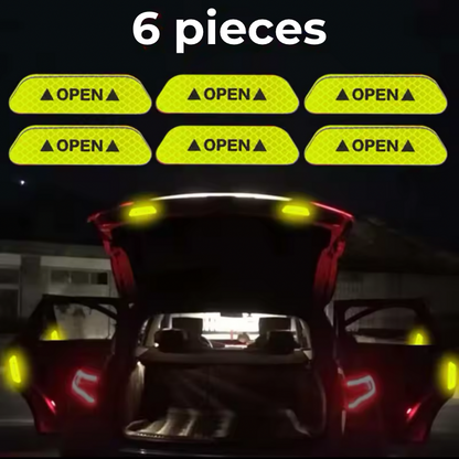 Autocollants lumineux DryyverReflect en vert - Pack de 6 pour améliorer la sécurité des portes de voiture
