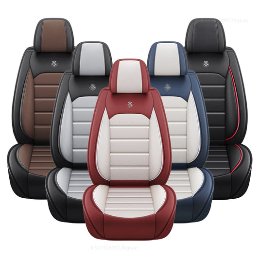 Ensemble de housses de siège DryyverSeat™ pour voiture montrant toutes les couleurs disponibles : noir, marron, gris, rouge, et bleu.