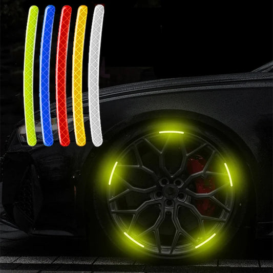 Bandes réfléchissantes multicolores DryyverShine pour roues et poignées de portes, améliorant la sécurité nocturne des véhicules