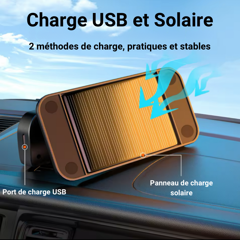 Indicateur solaire DryyverSolarTyre™ avec double charge USB et solaire, pratique et stable pour une utilisation continue