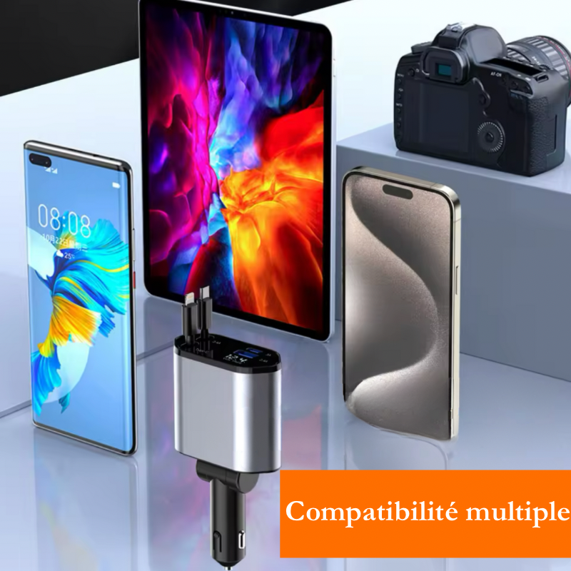 DryyverVolt™ - Chargeur allume-cigare avec compatibilité multiple pour smartphones, tablettes, et autres appareils