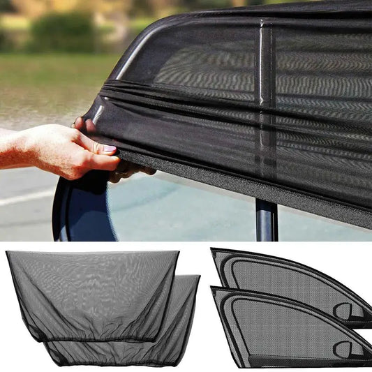 Paire de pare-soleil en maillage noir pour fenêtres de voiture, adaptable pour les modèles de voiture et SUV, idéal pour la protection contre la chaleur et les rayons du soleil.