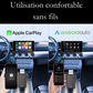 Utilisation confortable sans fils pour Apple CarPlay et Android Auto avec un adaptateur USB compact.